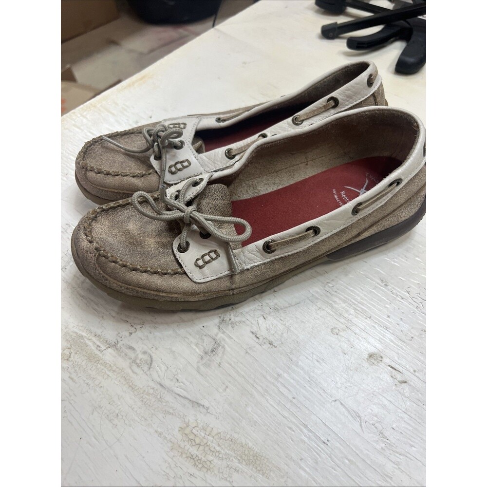 Twisted X Casual Shoes Womens Driving Moc Dusty Tan White WDM0009 Sz 9.5M - Picture 3 of 13